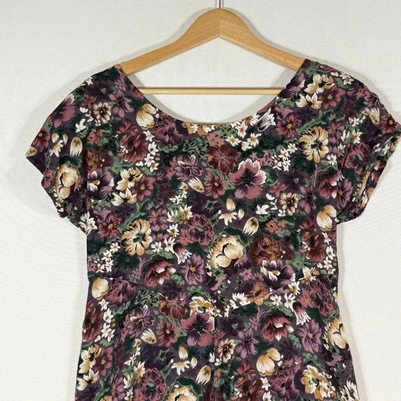 All That Jazz Sz 11 12 Dress Purple Floral Womens Vintage Y2K Cottagecore Indie - Picture 5 of 6